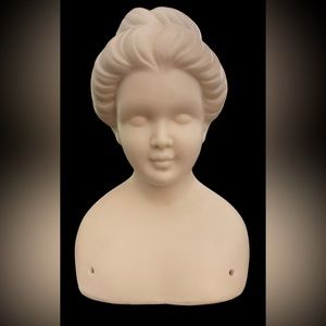 Vintage Porcelain Doll Head 7" Tall Unpainted Head Only Gibson Girl